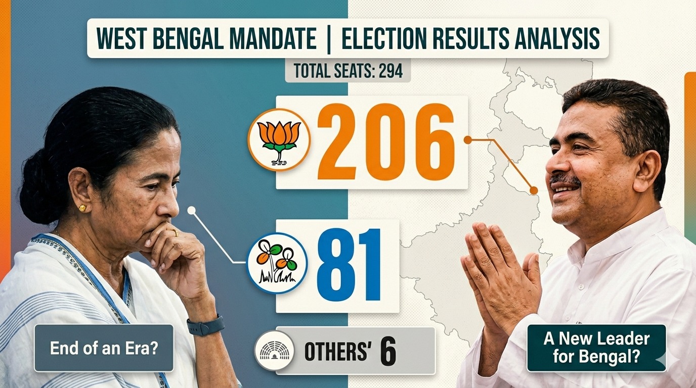 Bengal Assembly Election 2026: Change of Power in Bengal—Trinamool's Wall Crumbles Amidst the Saffron Wave.