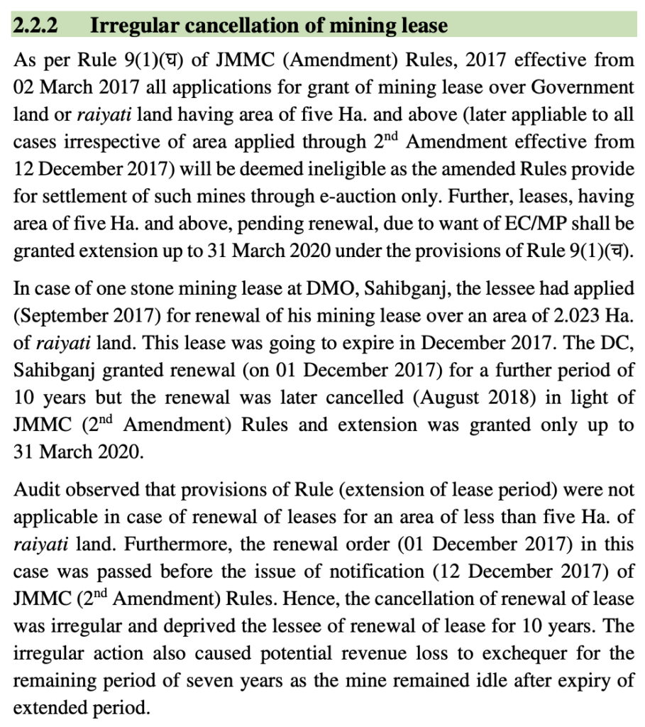 Double standards in mining laws in Sahibganj! In one instance, a 6.026-hectare lease was renewed in violation of rules, while in another, a valid renewal was cancelled.